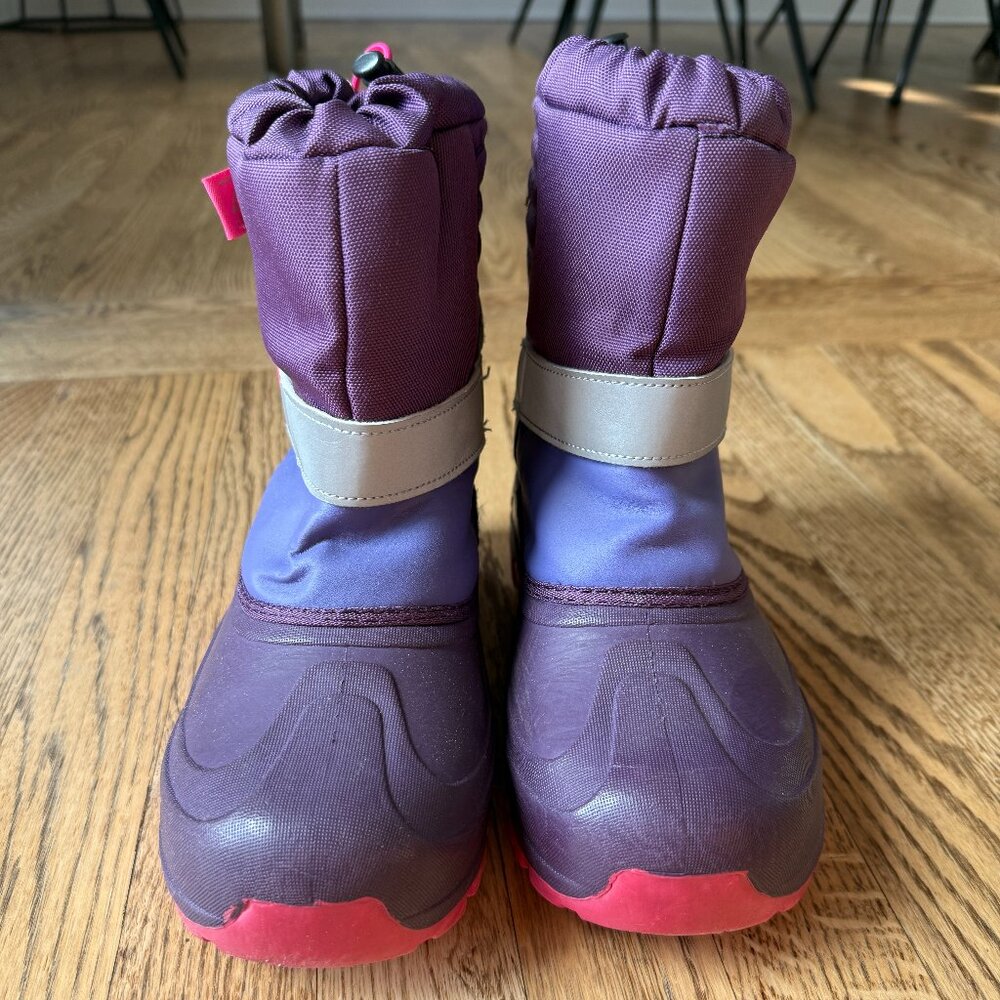 Purple Pink Quilted Kids Snow Boots Size 3M Excellent Condition